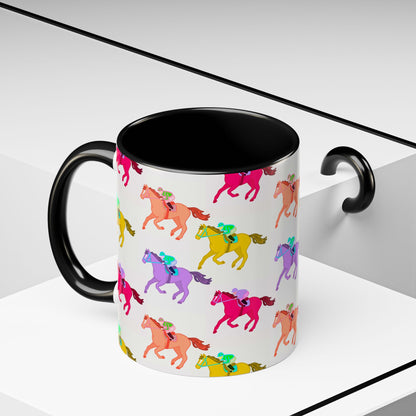 Kentucky Derby Racehorse Accent Coffee Mug | Race Day Gift | 11oz & 15oz