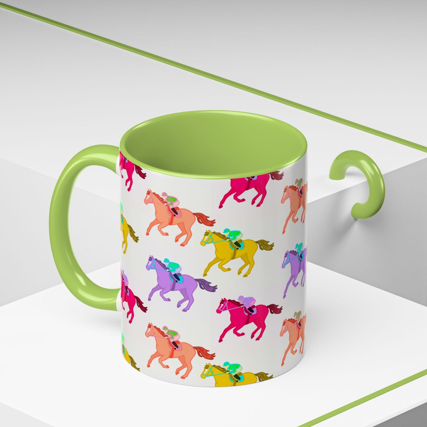 Kentucky Derby Racehorse Accent Coffee Mug | Race Day Gift | 11oz & 15oz