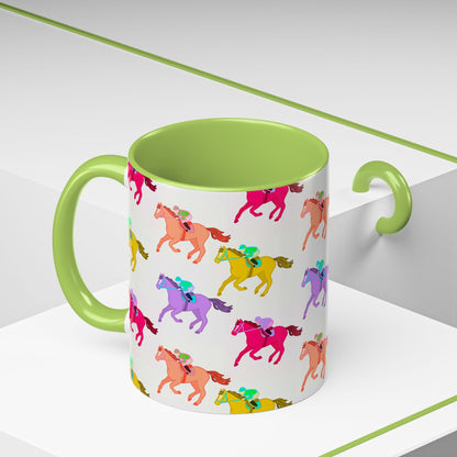 Kentucky Derby Racehorse Accent Coffee Mug | Race Day Gift | 11oz & 15oz