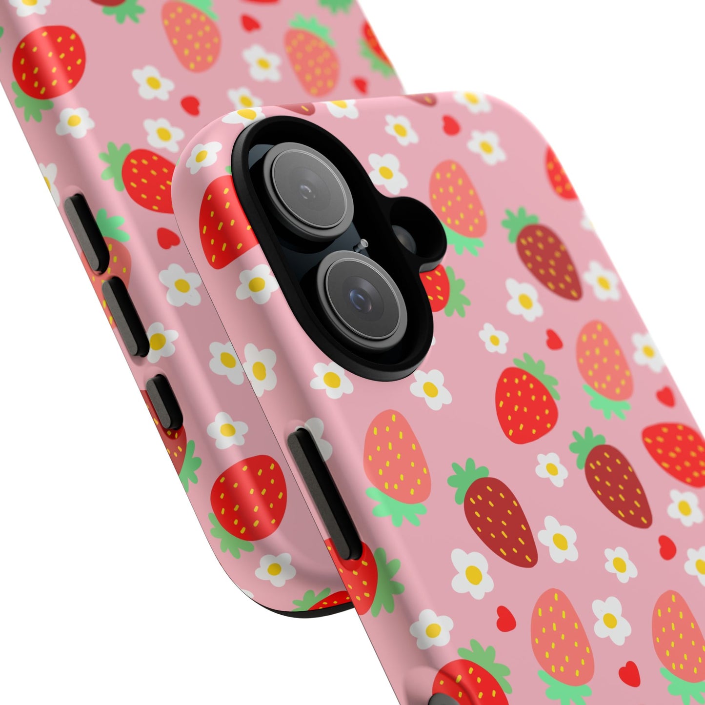 Strawberry Pattern Pink Phone Case Dual Layer Protective Case For IPhone