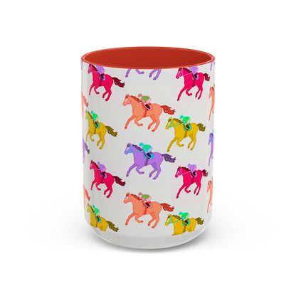 Kentucky Derby Racehorse Accent Coffee Mug | Race Day Gift | 11oz & 15oz