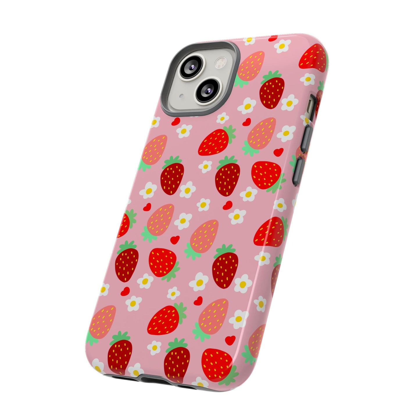 Strawberry Pattern Pink Phone Case Dual Layer Protective Case For IPhone