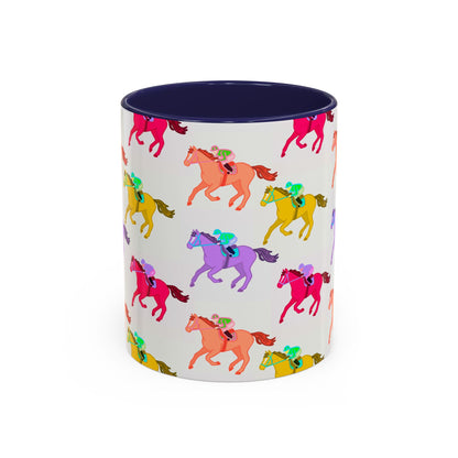 Kentucky Derby Racehorse Accent Coffee Mug | Race Day Gift | 11oz & 15oz