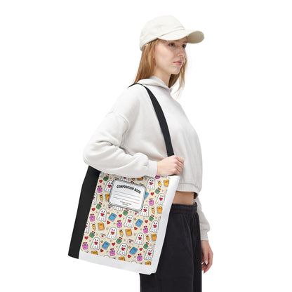 Ghost School Supplies Teacher Tote Bag | Kawaii Halloween Book Bag | 3 Sizes