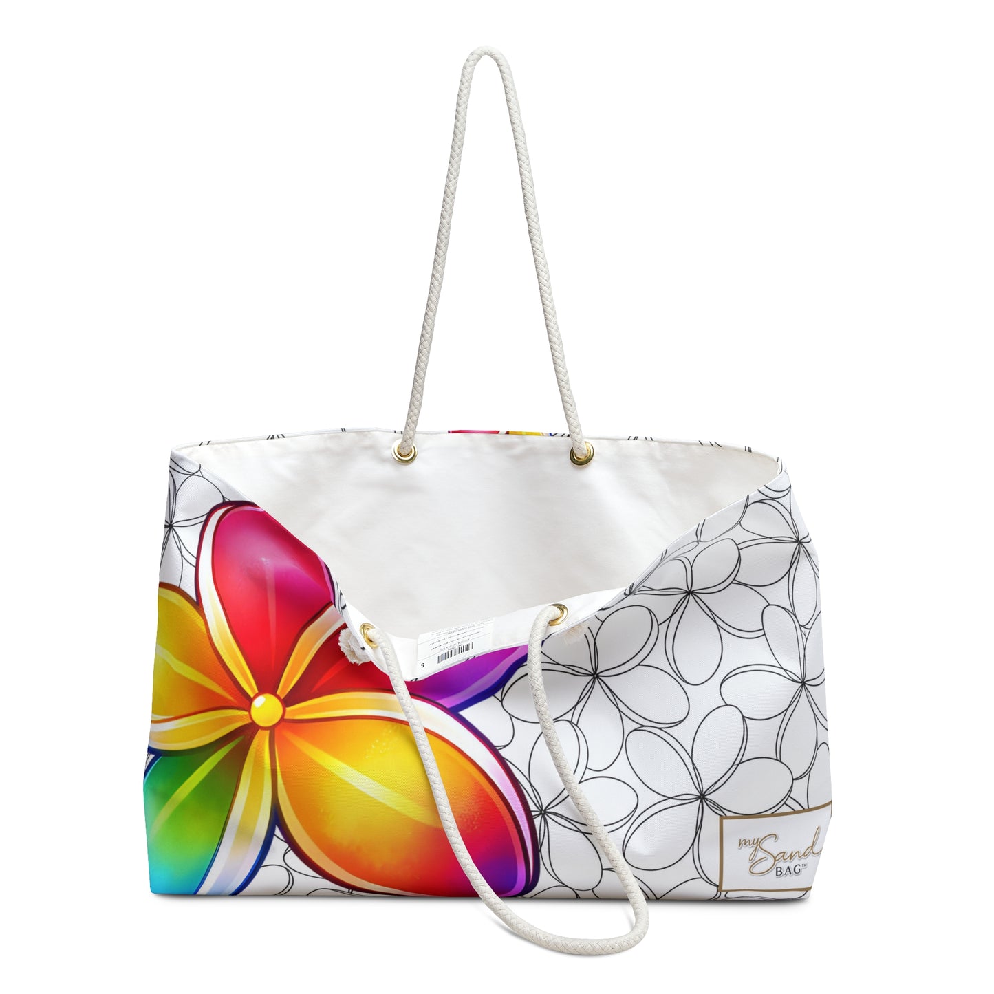 My Sand Bag™ Plumeria Weekender — Tropical Floral Beach Bag