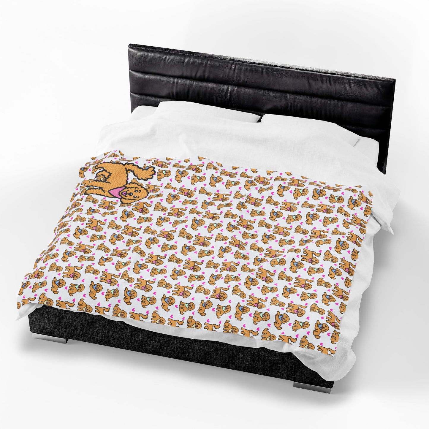 Goldendoodle Pattern Velveteen Plush Blanket | Dog Lover Gift | 3 Sizes