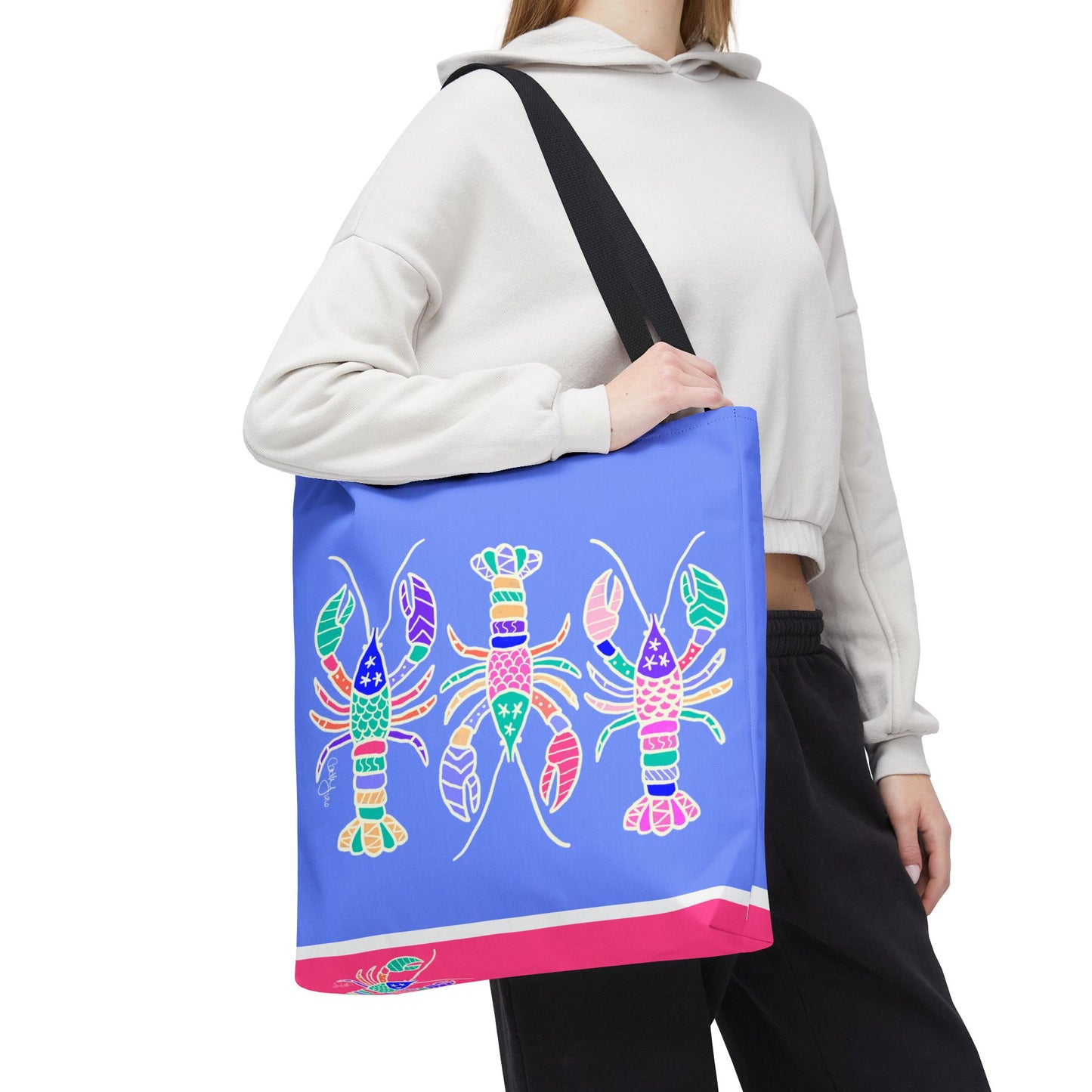 Hand-Drawn Lobster Tote Bag — Beachy Seafood Shellfish Market Tote