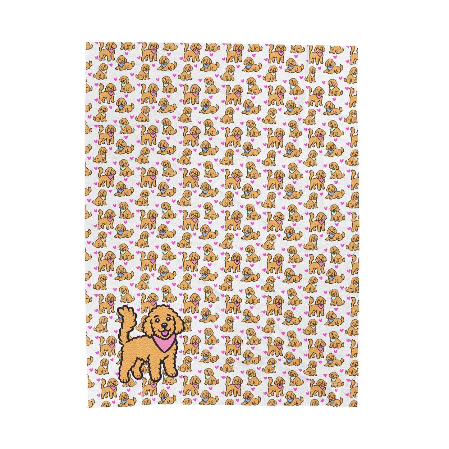 Goldendoodle Pattern Velveteen Plush Blanket | Dog Lover Gift | 3 Sizes