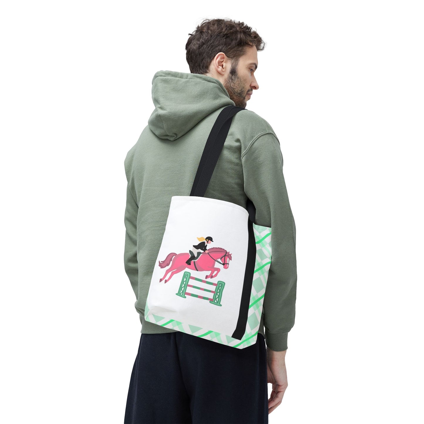 Equestrian Show Jumper Horse Tote Bag - English Jumping Carryall