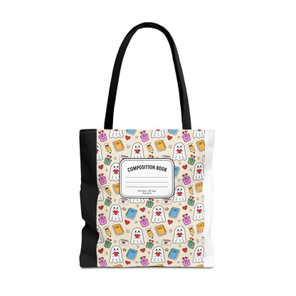 Ghost School Supplies Teacher Tote Bag | Kawaii Halloween Book Bag | 3 Sizes
