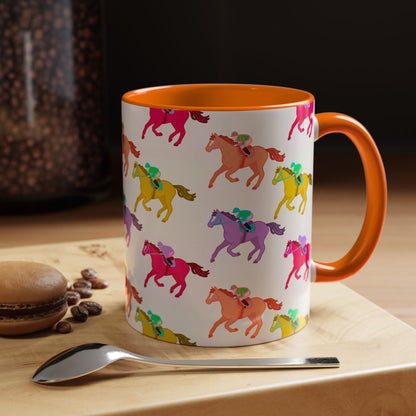 Kentucky Derby Racehorse Accent Coffee Mug | Race Day Gift | 11oz & 15oz