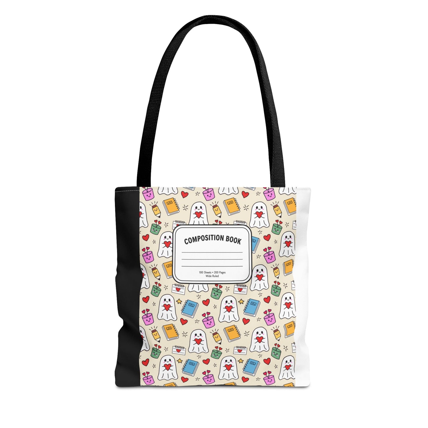 Ghost School Supplies Teacher Tote Bag | Kawaii Halloween Book Bag | 3 Sizes