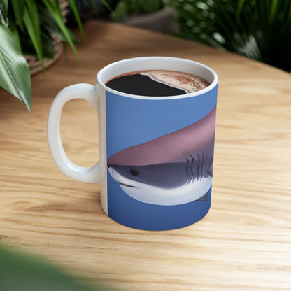 Great White Shark Coffee Mug Ceramic With Bold Ocean Artwork In Vibrant High Definition Color