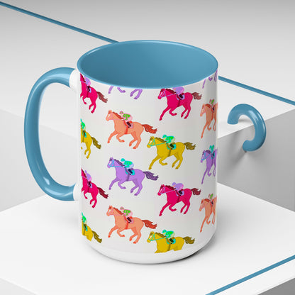 Kentucky Derby Racehorse Accent Coffee Mug | Race Day Gift | 11oz & 15oz