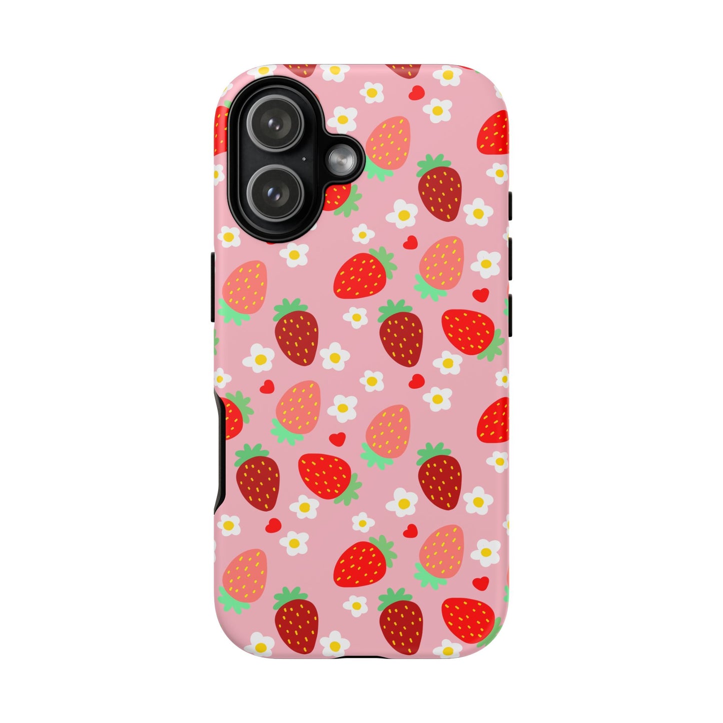 Strawberry Pattern Pink Phone Case Dual Layer Protective Case For IPhone