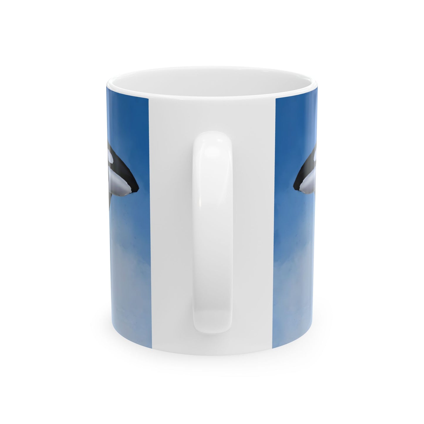 Orca Killer Whale Ceramic Mug Coffee Cup With Winter Blue Snowflake Design Dishwasher Safe Gift