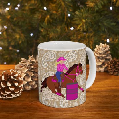 Barrel Racer Cowgirl Ceramic Coffee Mug | Rodeo Art | 11oz & 15oz