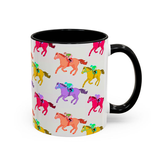 Kentucky Derby Racehorse Accent Coffee Mug | Race Day Gift | 11oz & 15oz