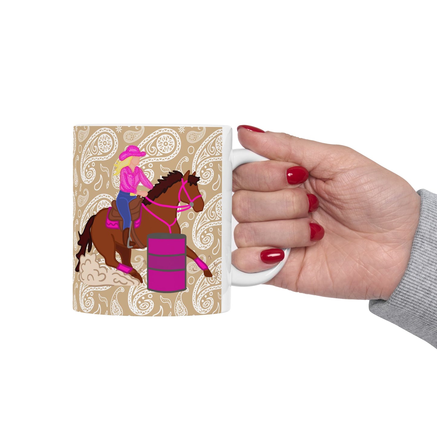 Barrel Racer Cowgirl Ceramic Coffee Mug | Rodeo Art | 11oz & 15oz