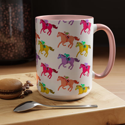 Kentucky Derby Racehorse Accent Coffee Mug | Race Day Gift | 11oz & 15oz