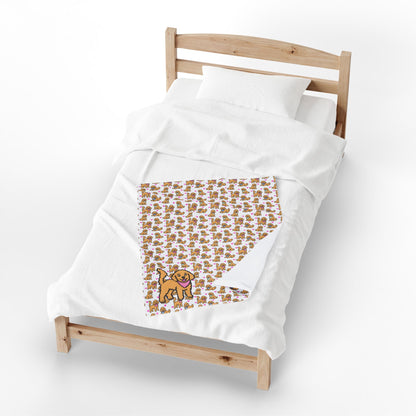 Goldendoodle Pattern Velveteen Plush Blanket | Dog Lover Gift | 3 Sizes