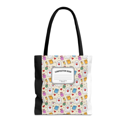 Ghost School Supplies Teacher Tote Bag | Kawaii Halloween Book Bag | 3 Sizes