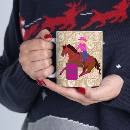 Barrel Racer Cowgirl Ceramic Coffee Mug | Rodeo Art | 11oz & 15oz