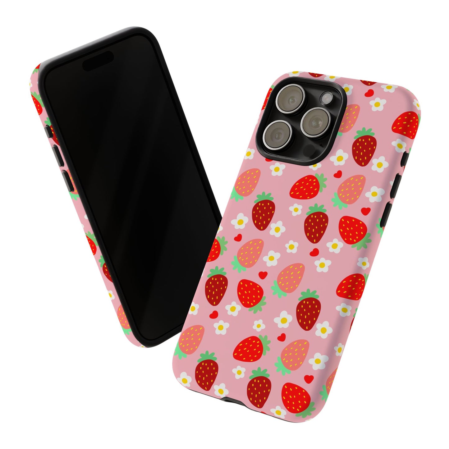 Strawberry Pattern Pink Phone Case Dual Layer Protective Case For IPhone