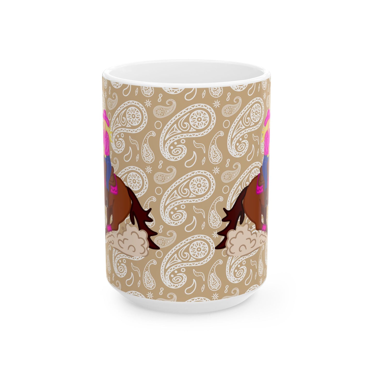 Barrel Racer Cowgirl Ceramic Coffee Mug | Rodeo Art | 11oz & 15oz