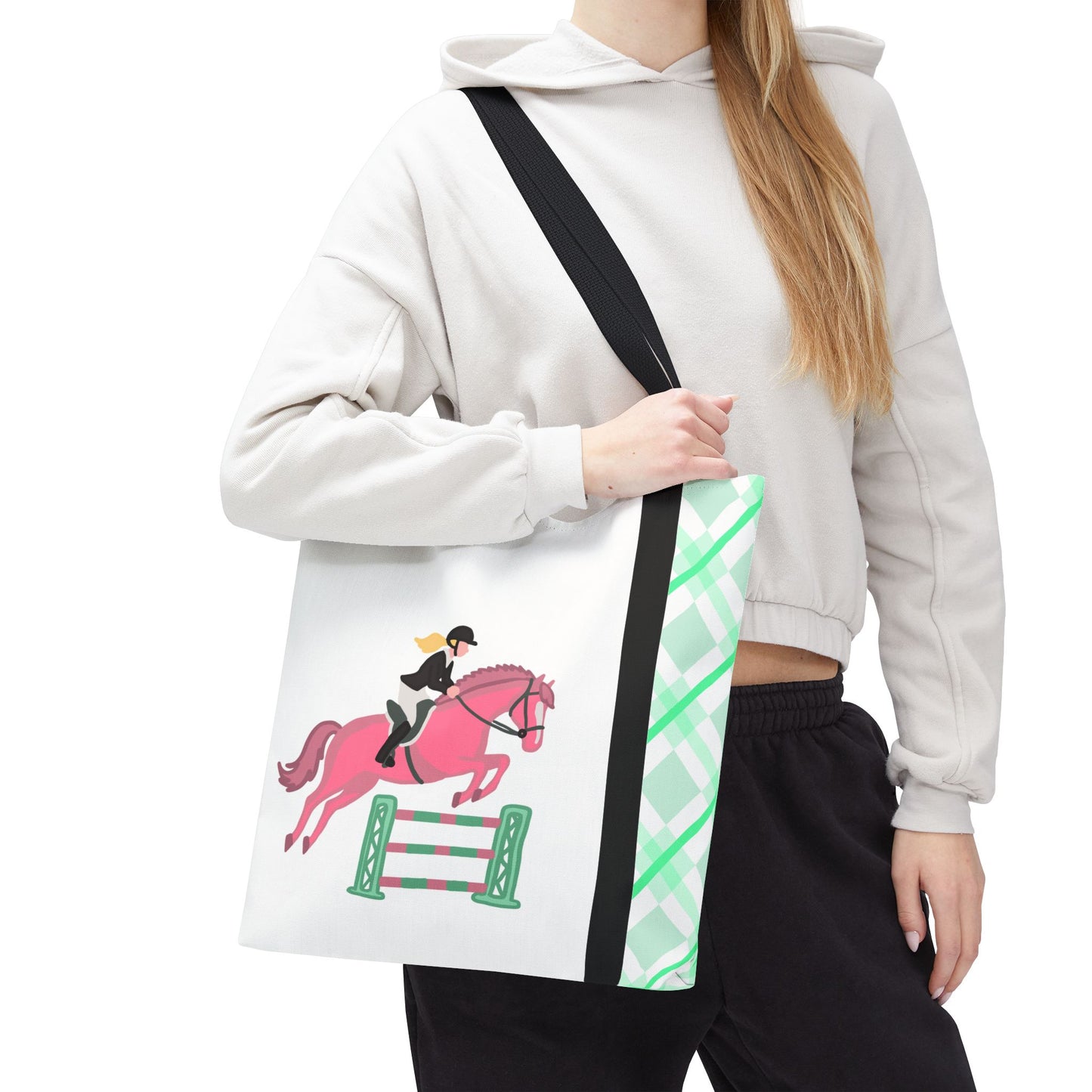 Equestrian Show Jumper Horse Tote Bag - English Jumping Carryall