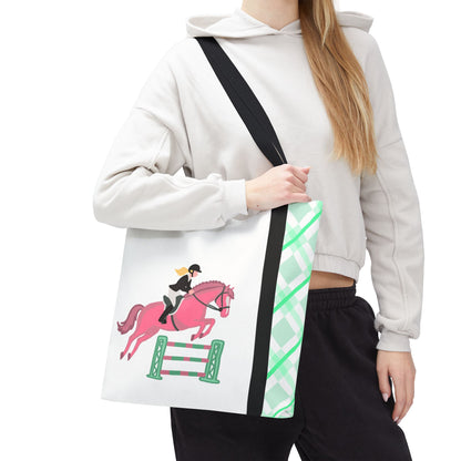 Equestrian Show Jumper Horse Tote Bag - English Jumping Carryall