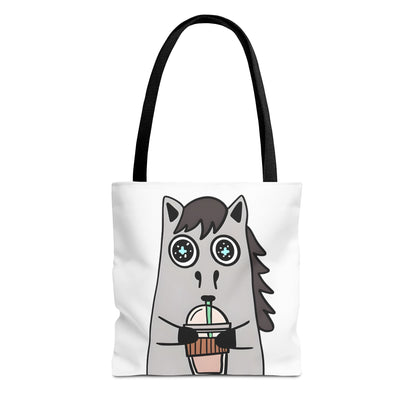 Coffee-Drinking Horse Frappuccino Tote Bag