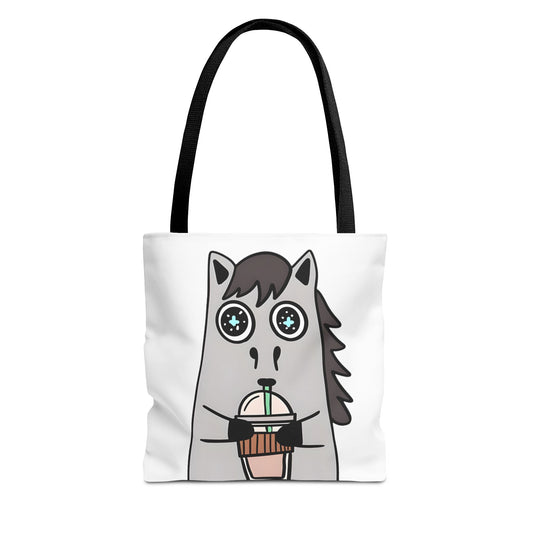 Coffee-Drinking Horse Frappuccino Tote Bag