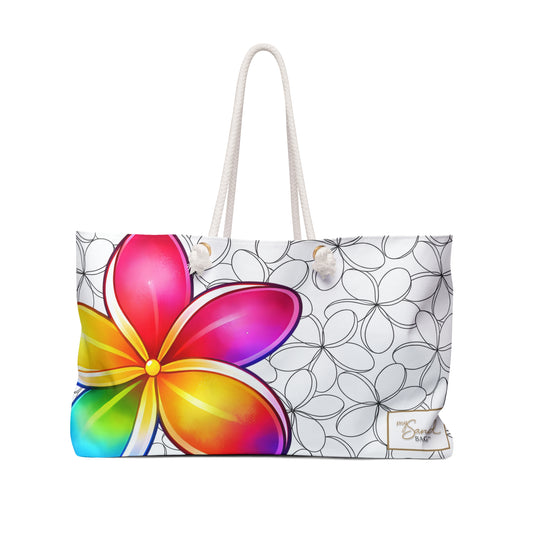 Colorful Plumeria Hawaii Beach Weekender Bag Tropical Floral Travel Bag
