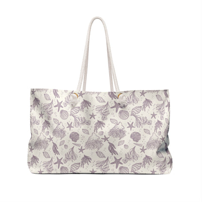 Tidepool Toile Beach Weekender Tote Bag | Coastal Seashell & Coral Tote | Ocean-Inspired Large Beach Bag | Nautical Travel Tote | Seaside Gift