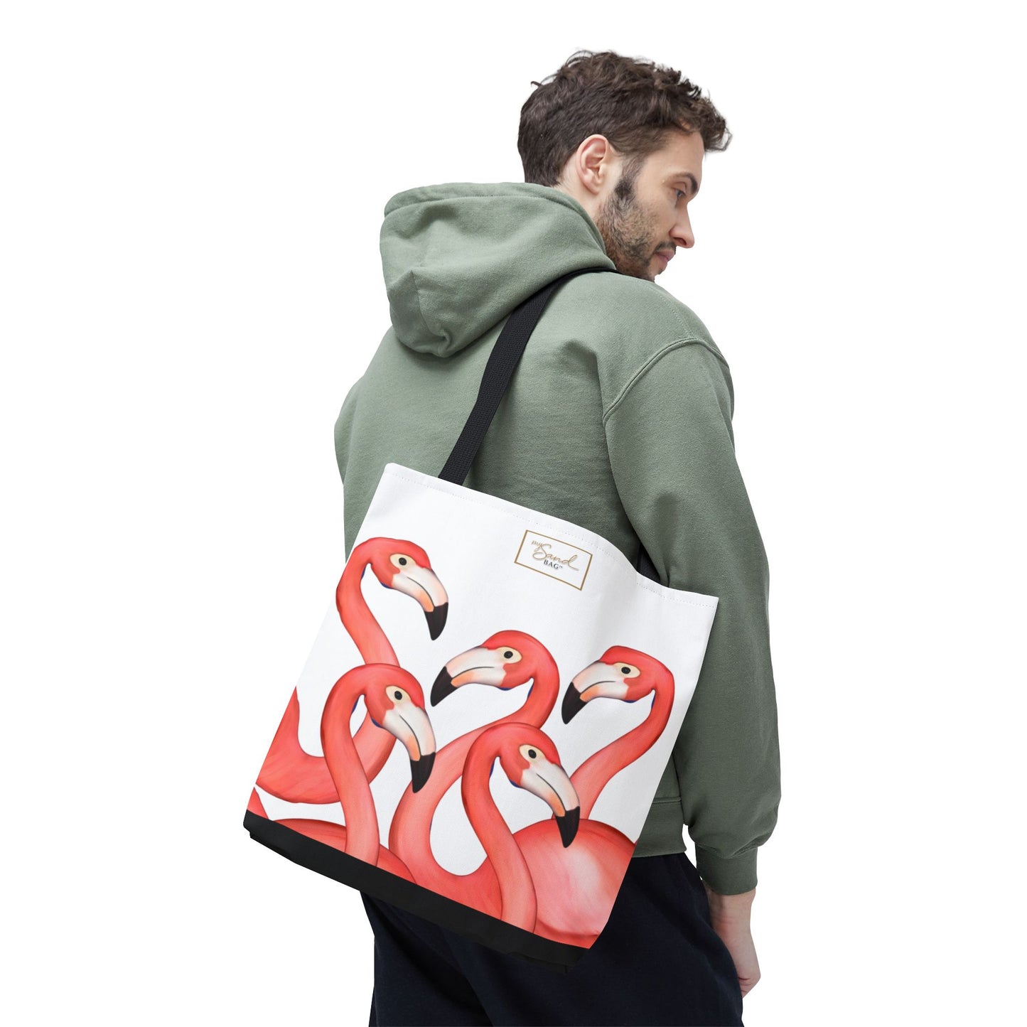 My Sand Bag Flamingos Tote Reusable Shopping Tote Durable Polyester Beach Bag