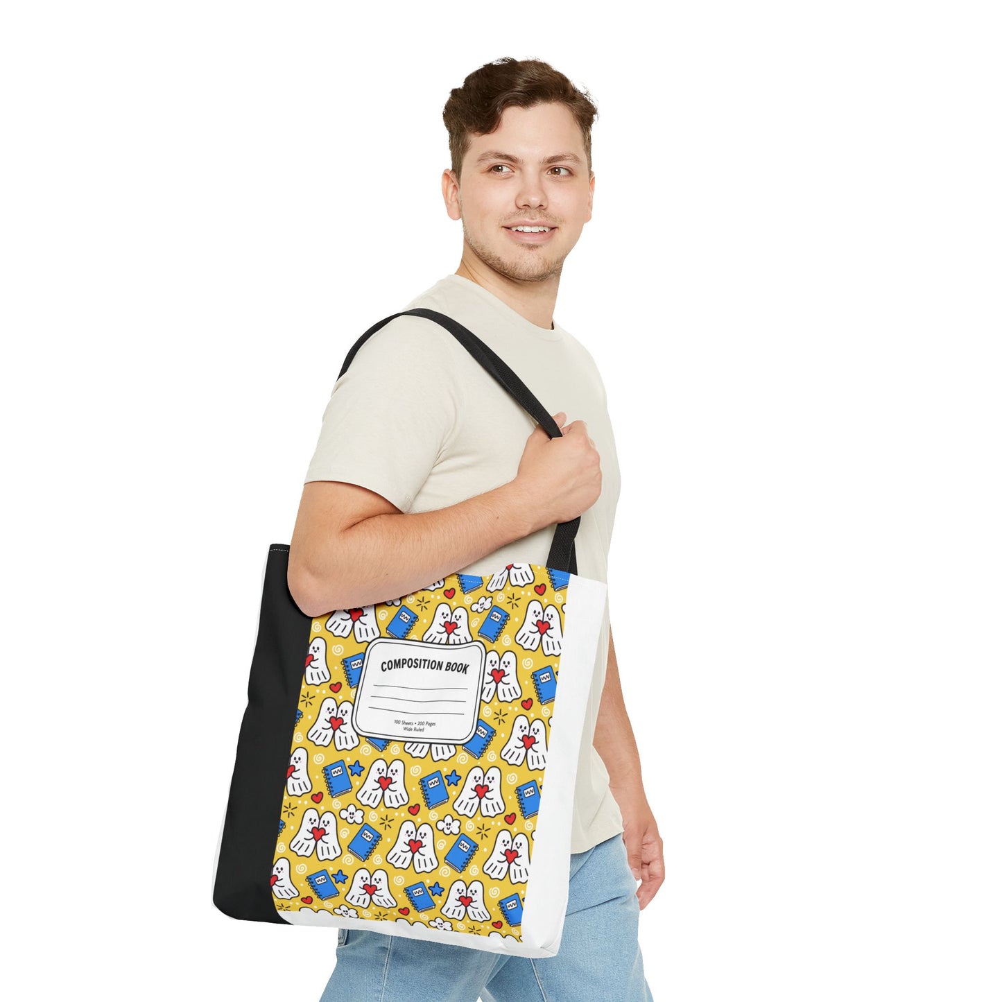 Kawaii Ghost Teacher Tote Bag | School Supplies Book Bag | 3 Sizes