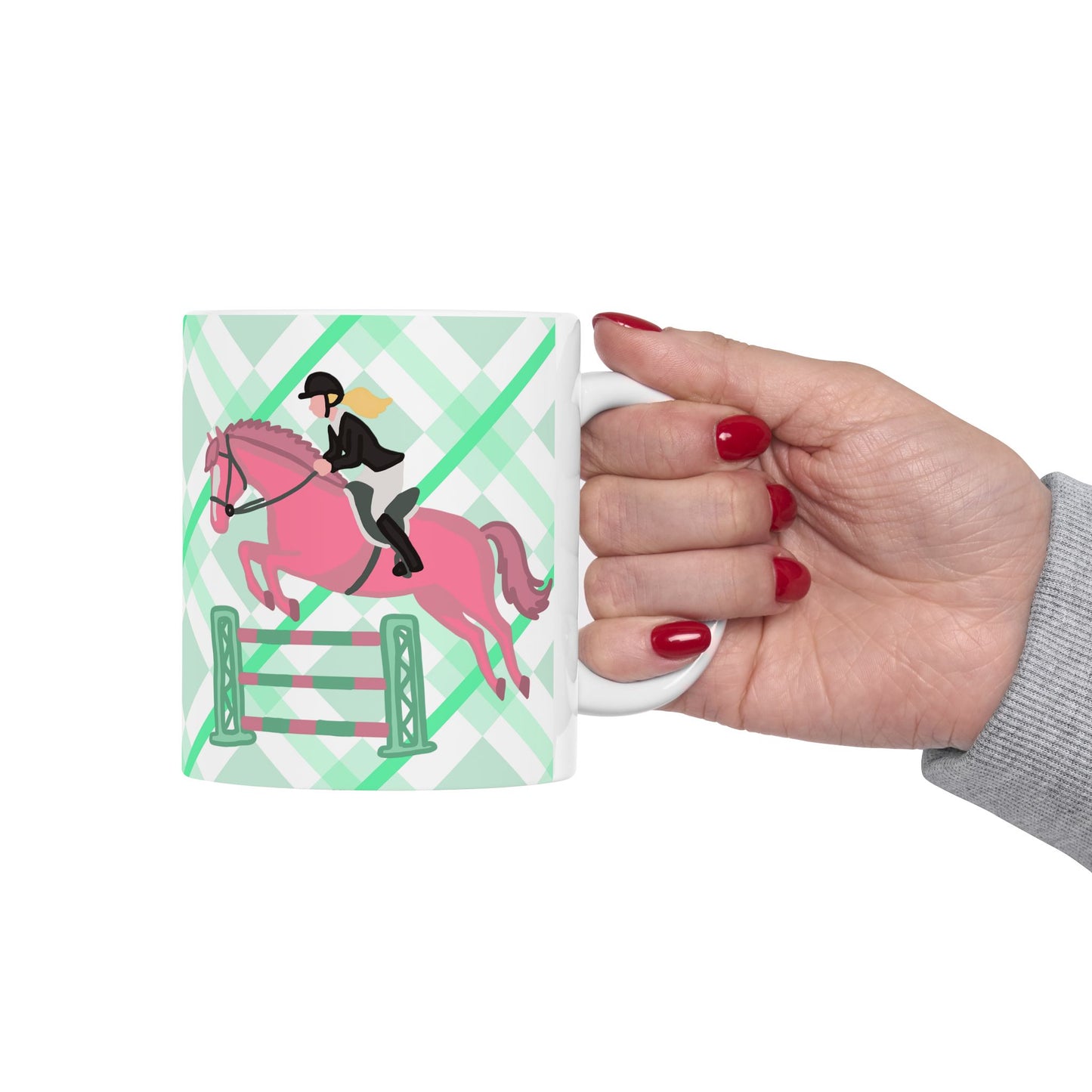 Hunter Jumper Horse Ceramic Coffee Mug | Show Jumping Art | 11oz & 15oz