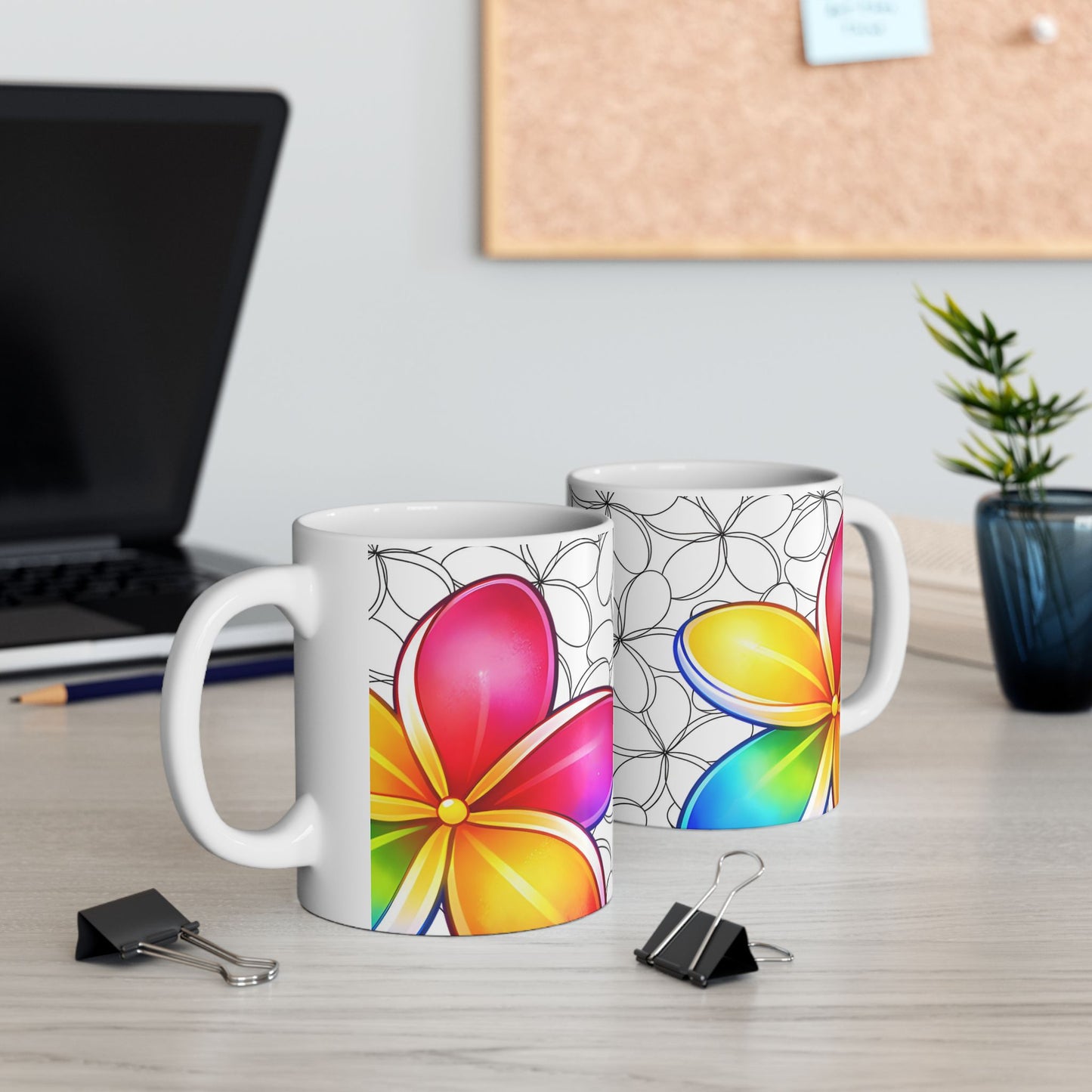 Plumeria Hawaiian Coffee Mug Floral Island Tropical Ceramic Mug For Morning Brew Gift Idea
