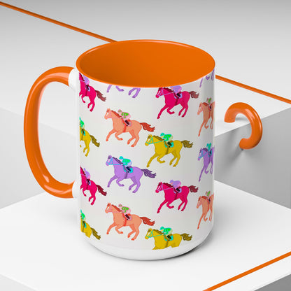 Kentucky Derby Racehorse Accent Coffee Mug | Race Day Gift | 11oz & 15oz