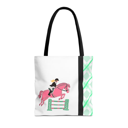 Equestrian Show Jumper Horse Tote Bag - English Jumping Carryall