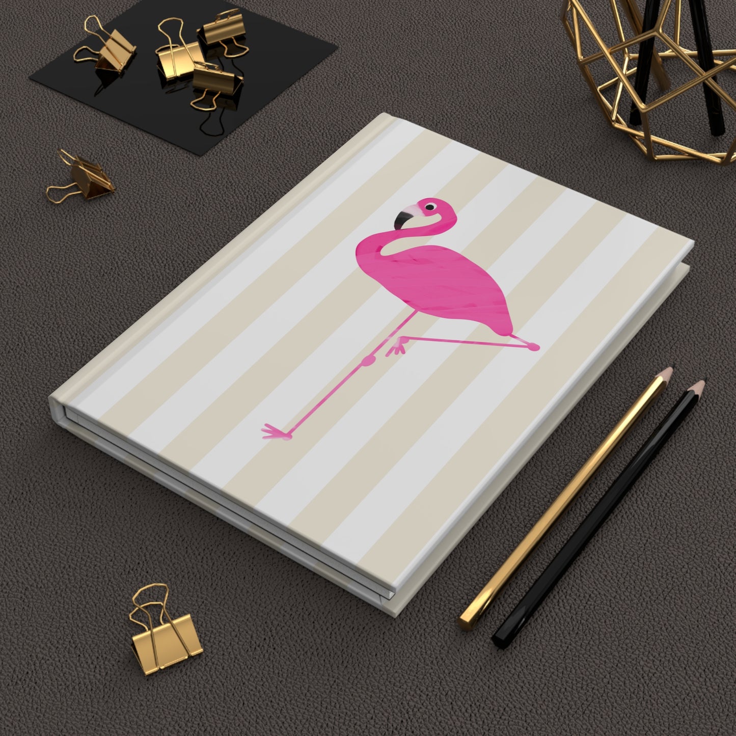 Flamingo Illustration Hardcover Journal With Matte Finish