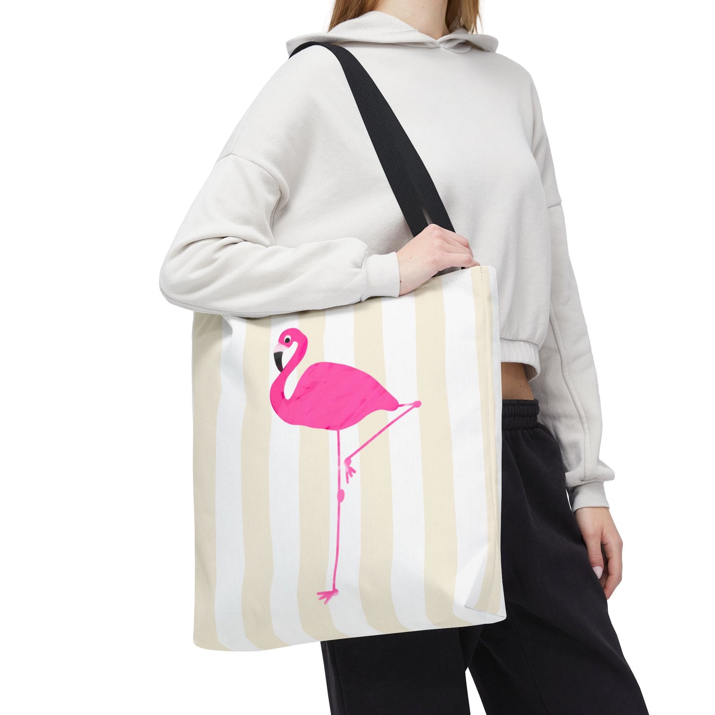 Pink Flamingo Illustration Tote Shopping Reusable Bag | All-Over Print