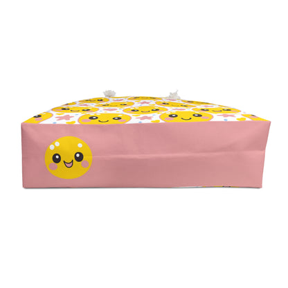Retro Happy Face Beach Weekender Bag | Yellow Smiley Travel Tote