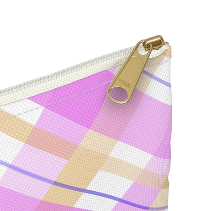 Cowgirl Plaid Accessory Pouch — Pink Plaid Horse Riding Makeup Bag