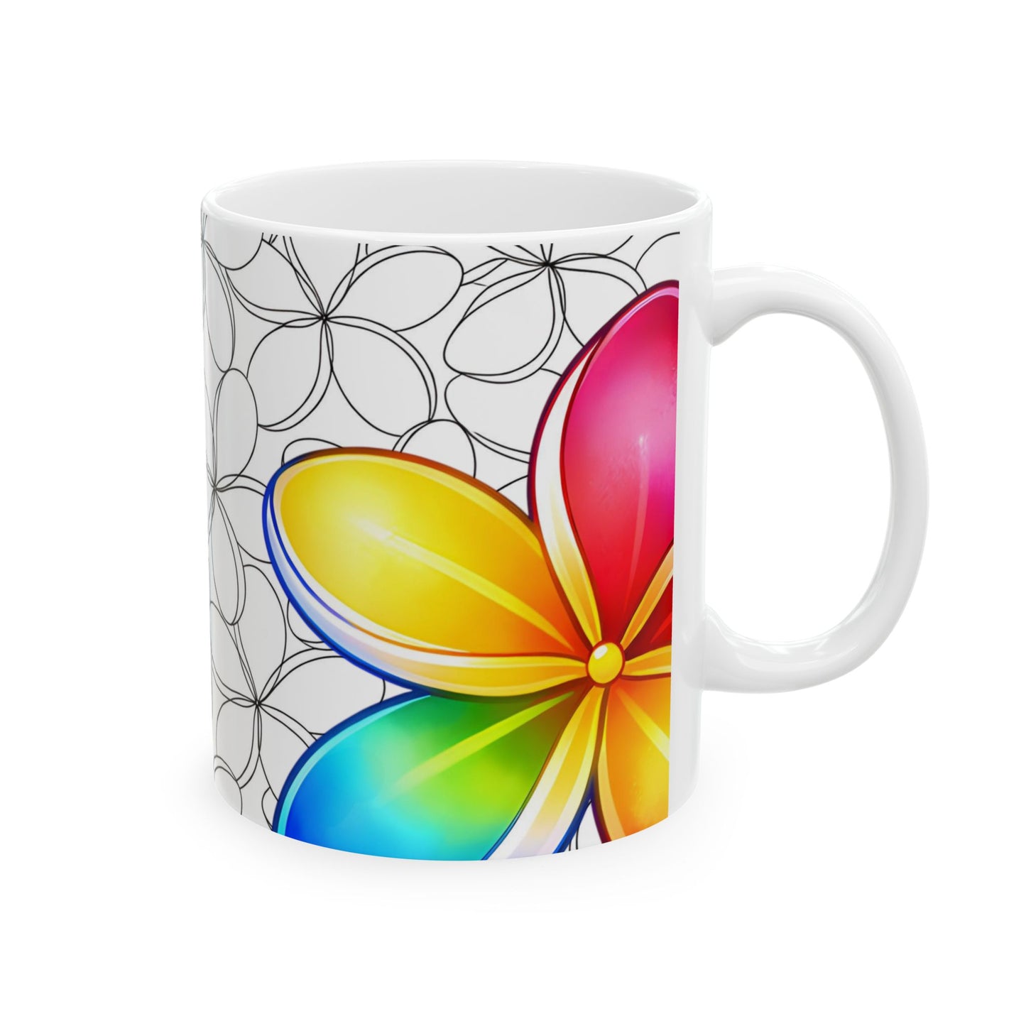 Plumeria Hawaiian Coffee Mug Floral Island Tropical Ceramic Mug For Morning Brew Gift Idea