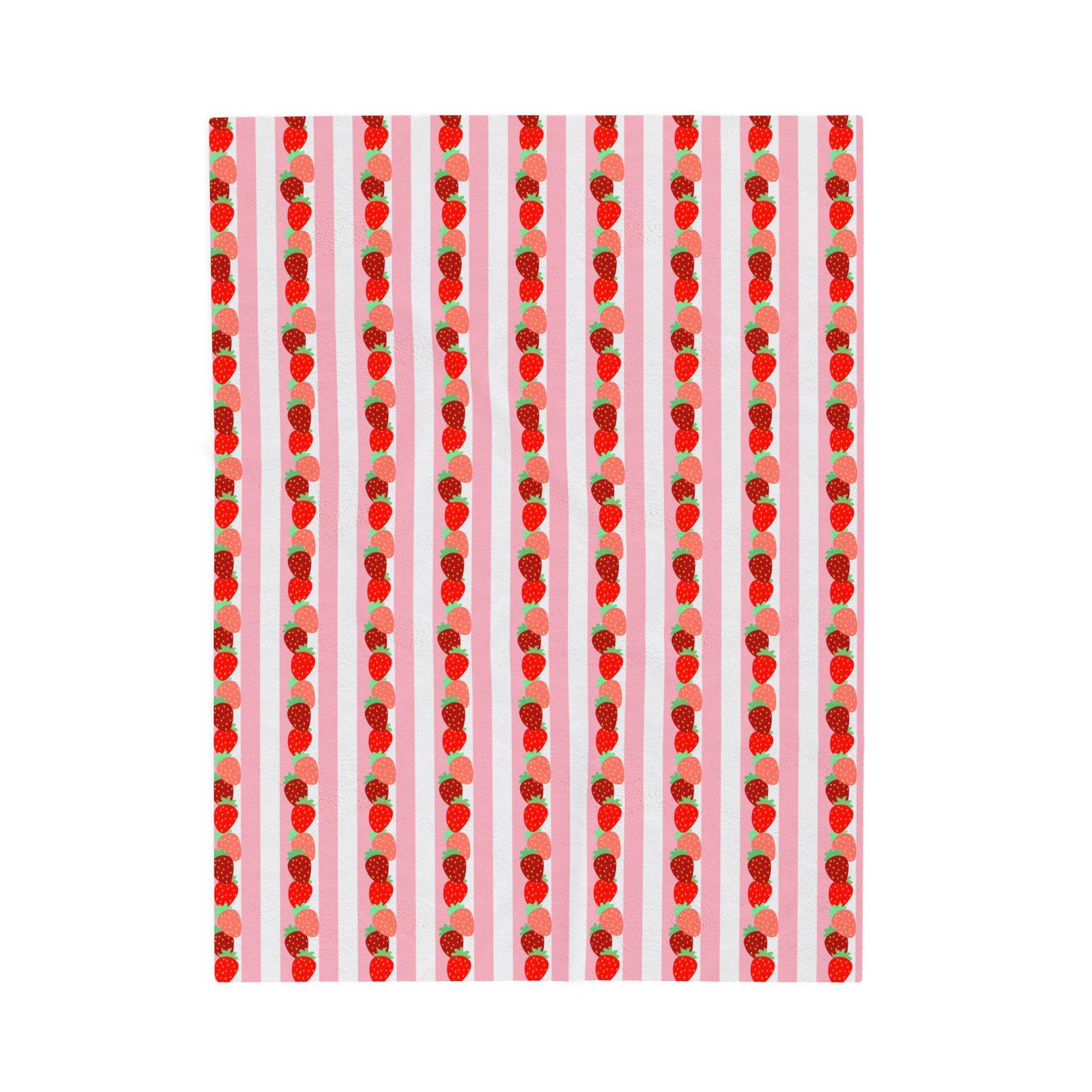 Strawberry Stripe Velveteen Throw Blanket — Cozy Plush Home Decor