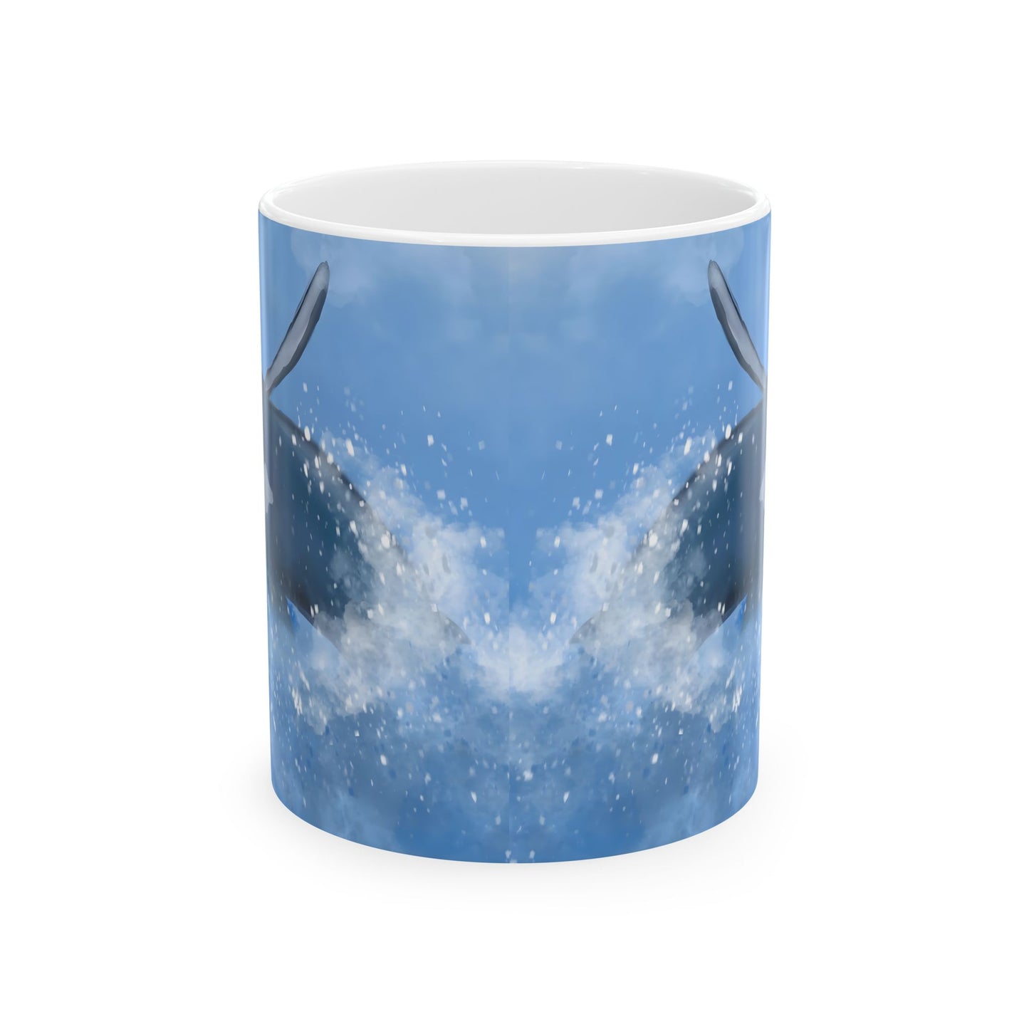 Humpback Whale Ceramic Mug For Whale Watching Coffee Cup With Frosted Ocean And Snowflake Artwork