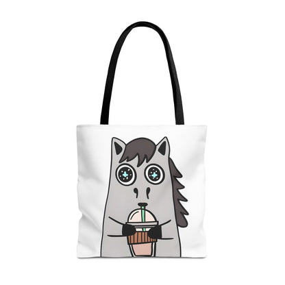 Coffee-Drinking Horse Frappuccino Tote Bag