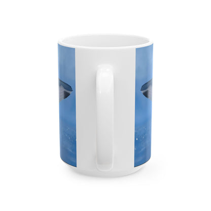 Humpback Whale Ceramic Mug For Whale Watching Coffee Cup With Frosted Ocean And Snowflake Artwork